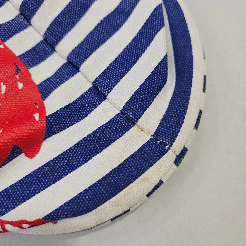 Nautical Rope Handle Canvas Tote Bag Women OS Blue Striped Anchor